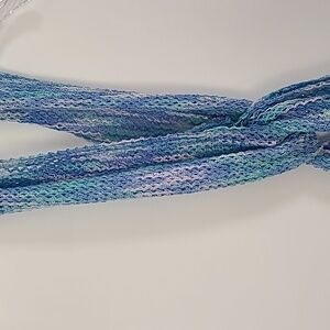 NWOT HandCrafted crocheted scarf.  Blue and green variegated.  Approx. 100 x 10.